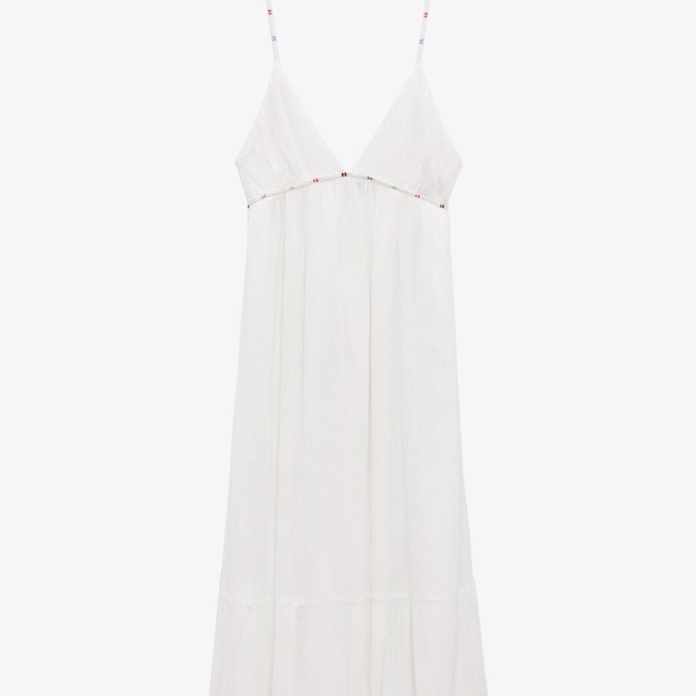 🎉SALE🎉NWT🩵ZARA Topstitch Gauze Maxi Dress | XL - Picture 4 of 8